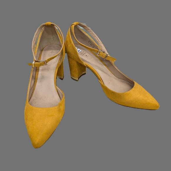 Yellow Suede Slingback Pumps - Picture 1 of 5